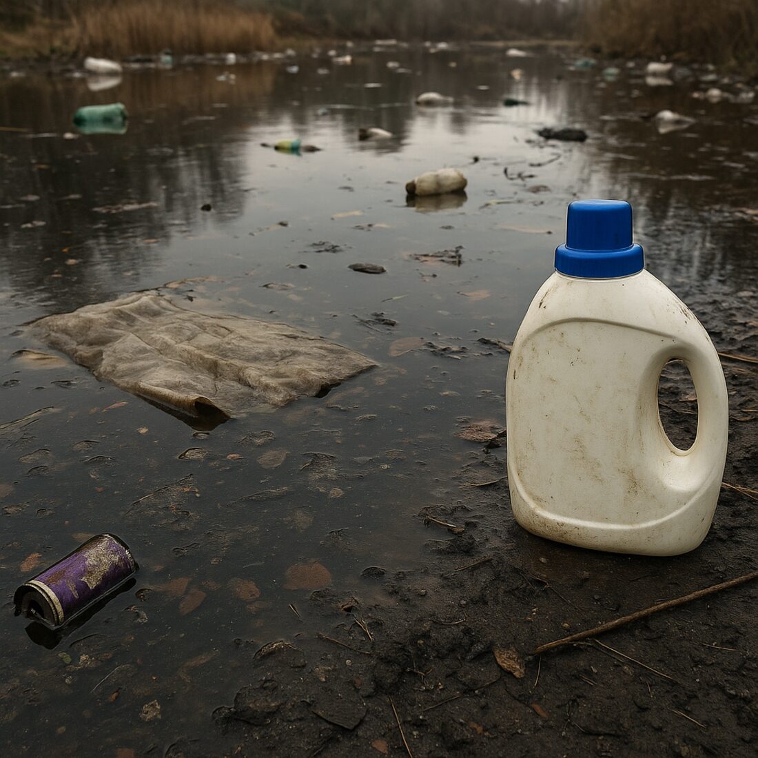 Polluted water illustrating the impact of chemical detergents